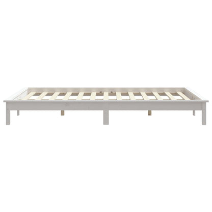 Solid Wood White Bed Frame, 200x200 cm, No Mattress Included