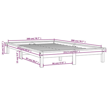 Bed Frame without Mattress Honey Brown 200x200 cm Solid Wood