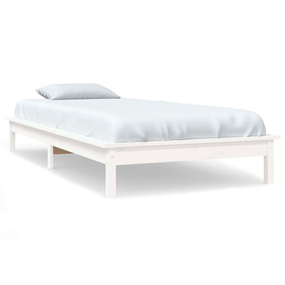 Solid Wood Single Bed Frame, White - No Mattress Included