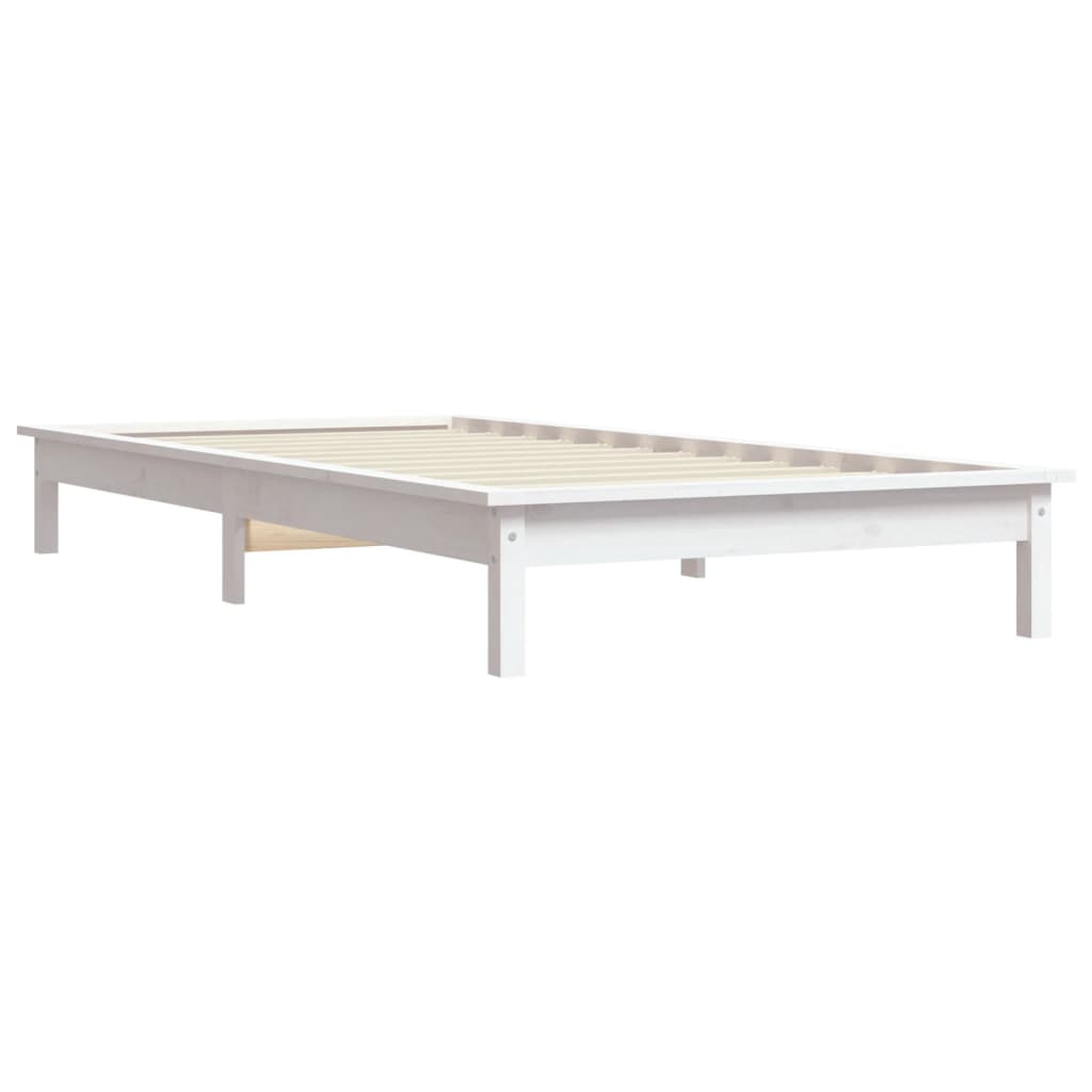 Solid Wood Single Bed Frame, White - No Mattress Included