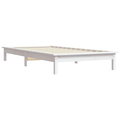 Solid Wood Single Bed Frame, White - No Mattress Included