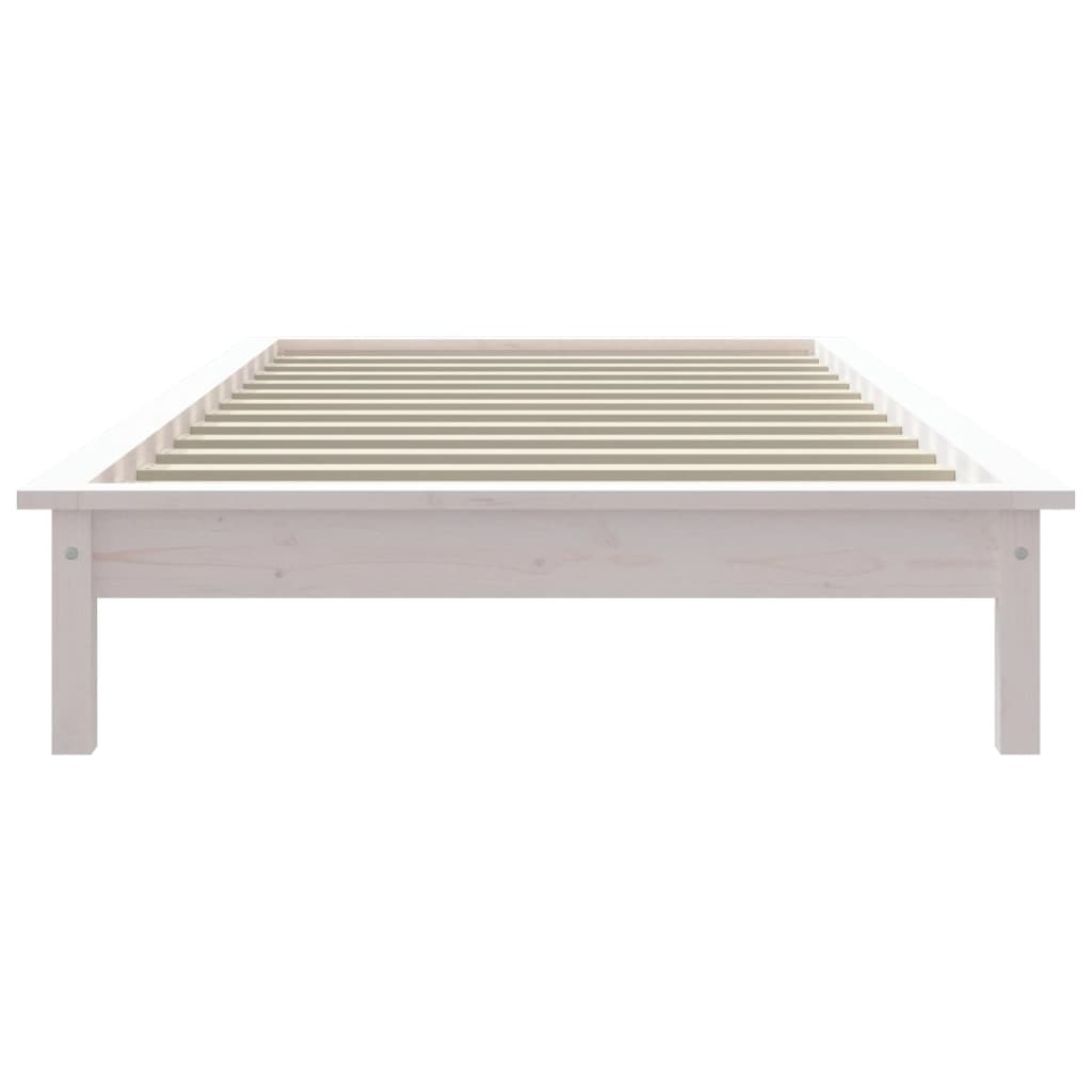 Solid Wood Single Bed Frame, White - No Mattress Included