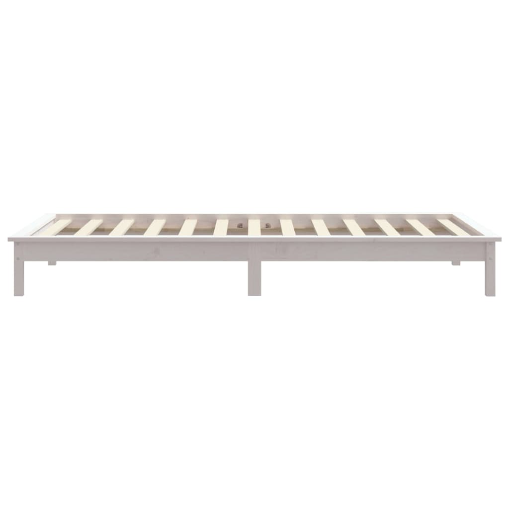 Solid Wood Single Bed Frame, White - No Mattress Included