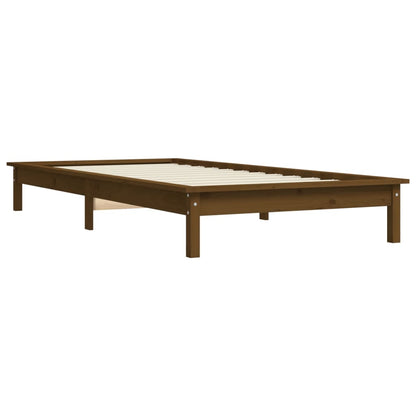 Honey Brown Solid Wood Single Bed Frame - Mattress Not Included