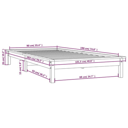 Black Solid Wood Single Bed Frame - No Mattress Included