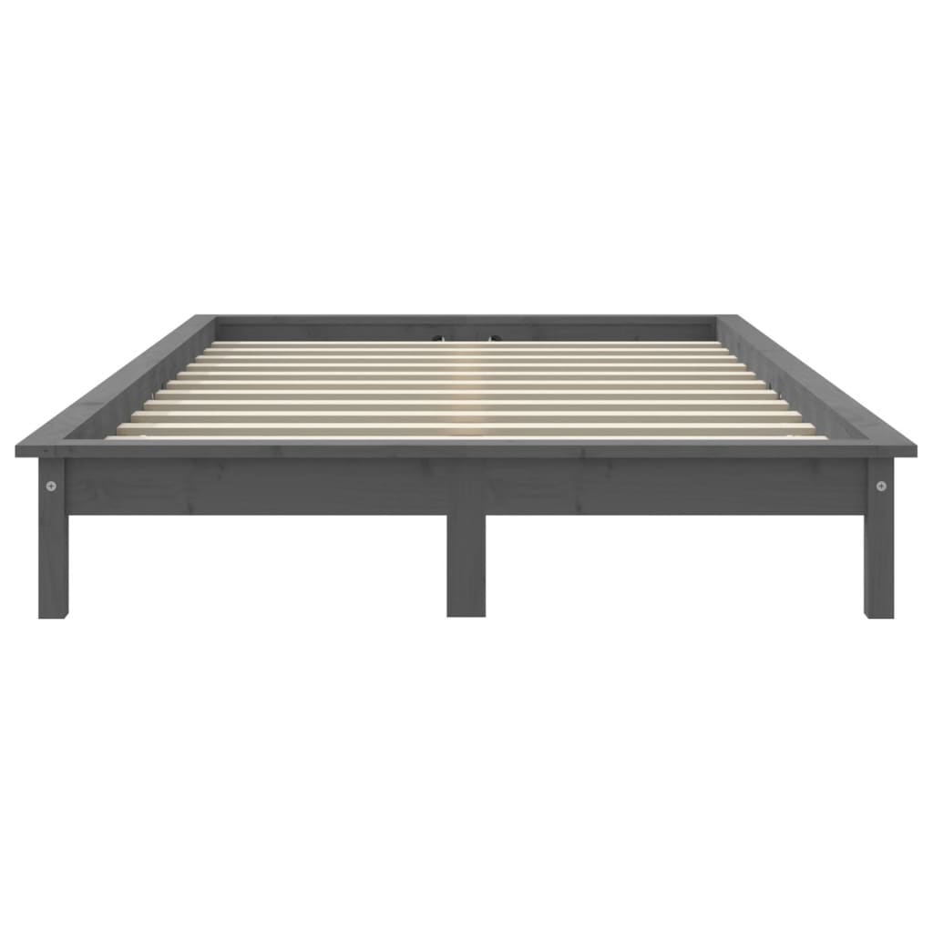 Solid Wood Grey Small Double Bed Frame - No Mattress Included