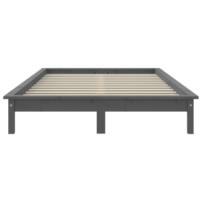 Solid Wood Grey Small Double Bed Frame - No Mattress Included