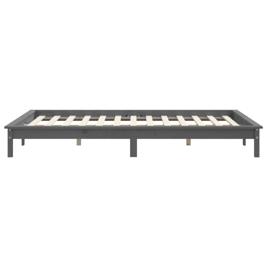 Solid Wood Grey Small Double Bed Frame - No Mattress Included