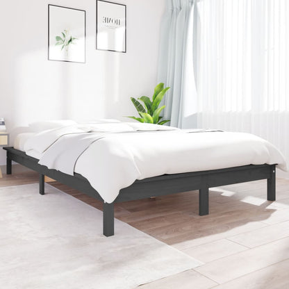 Solid Wood Grey Small Double Bed Frame - No Mattress Included