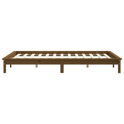Solid Wood Honey Brown Small Double Bed Frame (No Mattress)