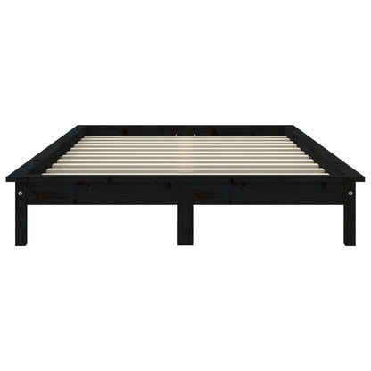 Bed Frame without Mattress Black Double Solid Wood