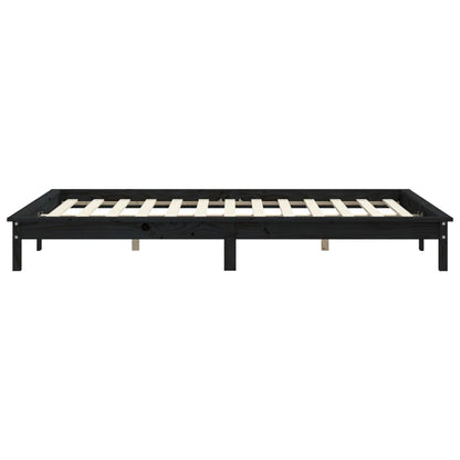 Bed Frame without Mattress Black Double Solid Wood