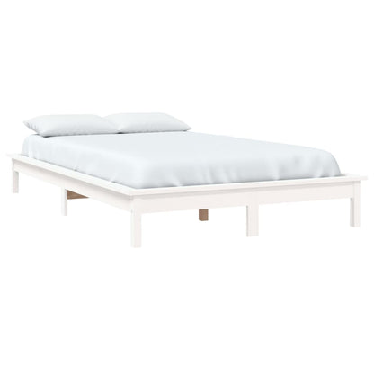Solid Pine Wood Bed Frame, White 140x190 cm - No Mattress