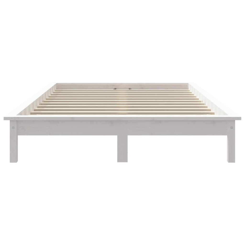 Solid Pine Wood Bed Frame, White 140x190 cm - No Mattress