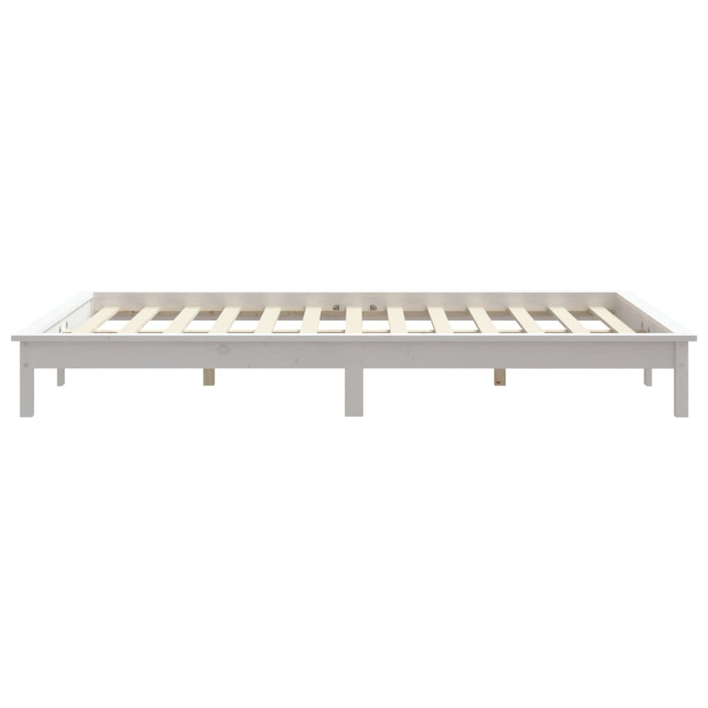 Solid Pine Wood Bed Frame, White 140x190 cm - No Mattress