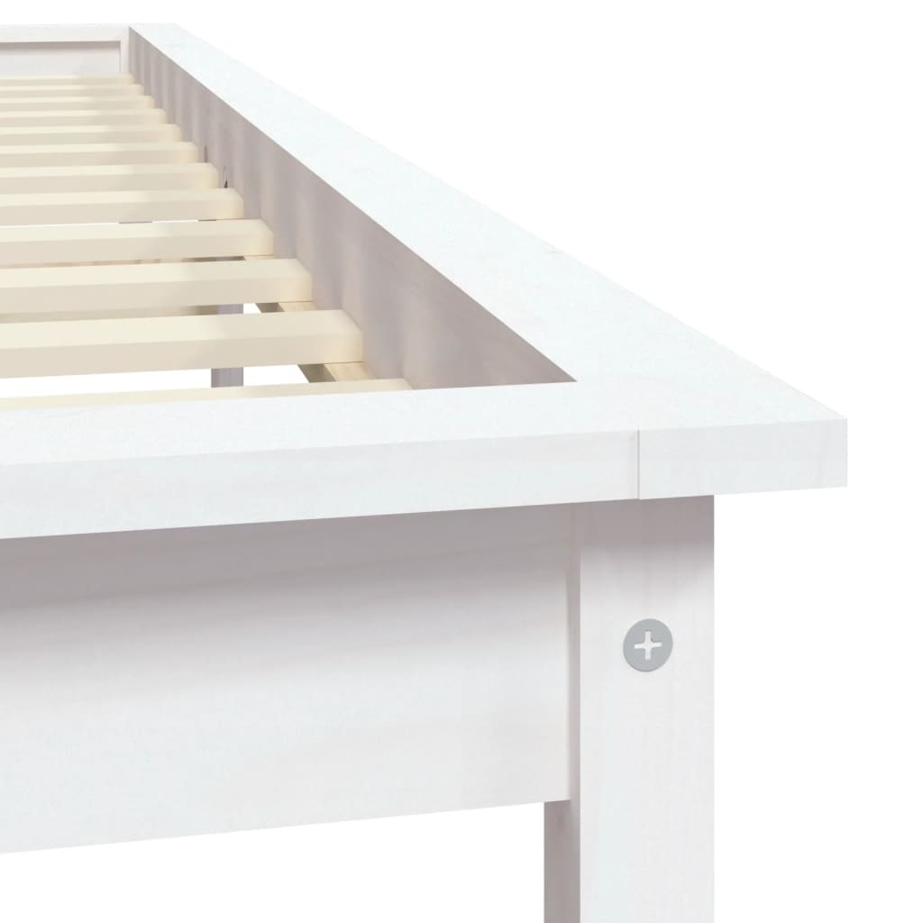 Solid Pine Wood Bed Frame, White 140x190 cm - No Mattress