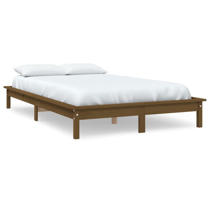 Solid Wood Bed Frame 140x190 cm, Honey Brown, No Mattress Included