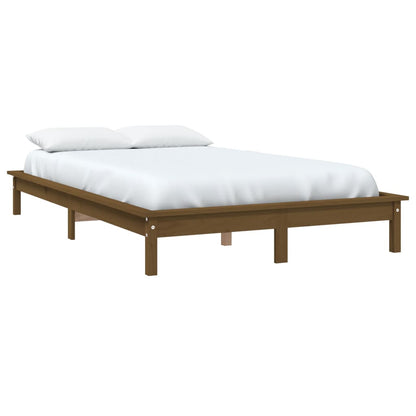Solid Wood Bed Frame 140x190 cm, Honey Brown, No Mattress Included
