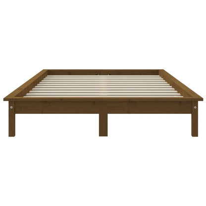Solid Wood Bed Frame 140x190 cm, Honey Brown, No Mattress Included