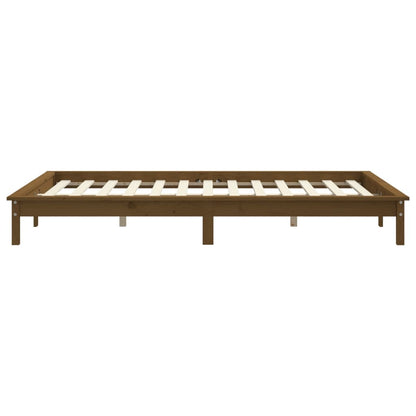 Solid Wood Bed Frame 140x190 cm, Honey Brown, No Mattress Included