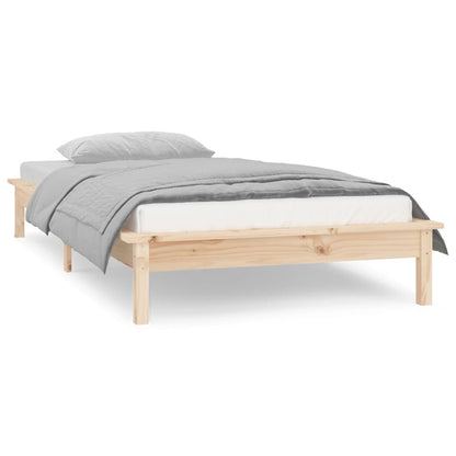 Solid Wood LED Bed Frame 100x200cm - No Mattress Included