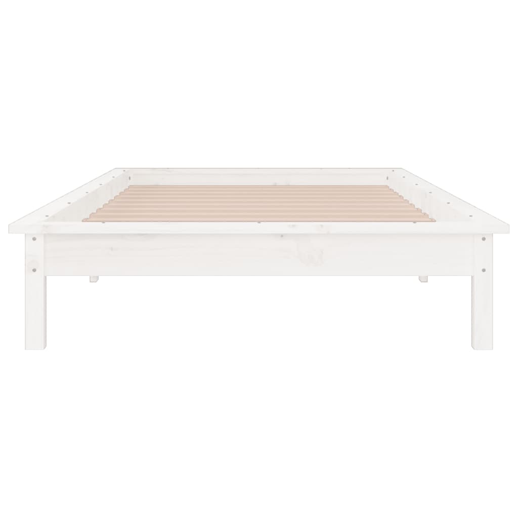 White Solid Wood LED Bed Frame 100x200 cm - Mattress Not Included