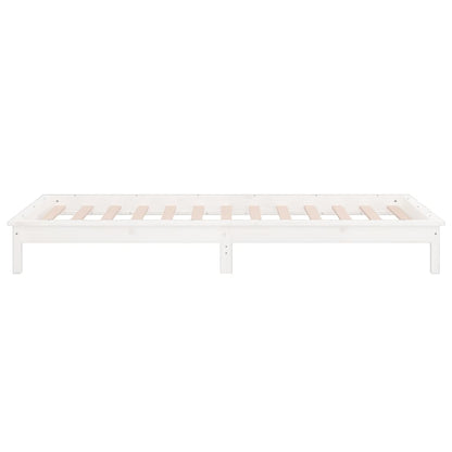 White Solid Wood LED Bed Frame 100x200 cm - Mattress Not Included