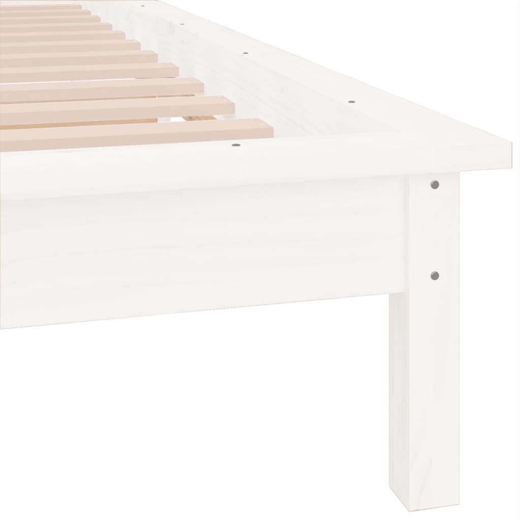 White Solid Wood LED Bed Frame 100x200 cm - Mattress Not Included