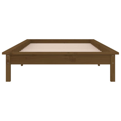 Solid Wood LED Bed Frame Honey Brown 100x200 cm (No Mattress)