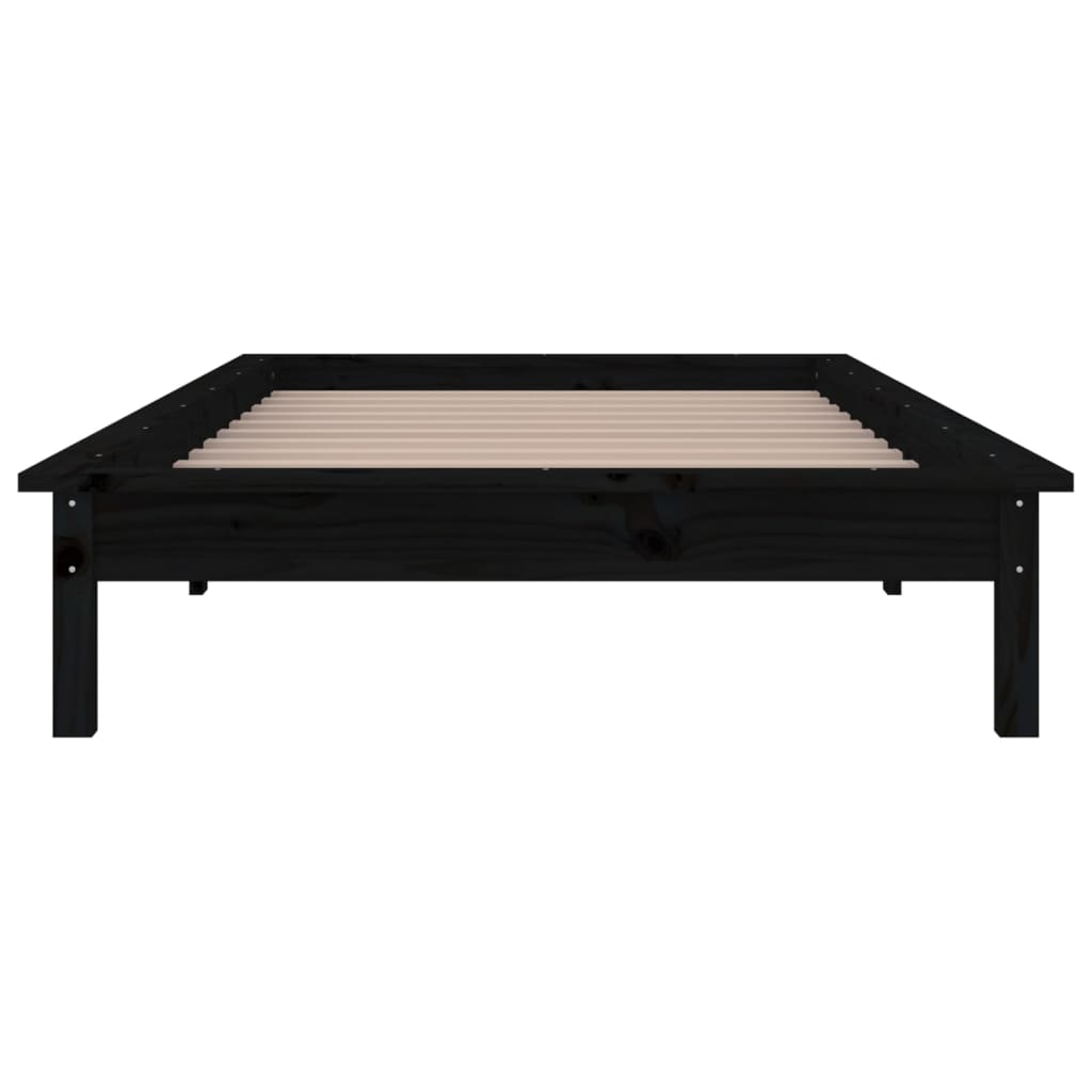Black Solid Wood LED Bed Frame 100x200 cm - No Mattress Included