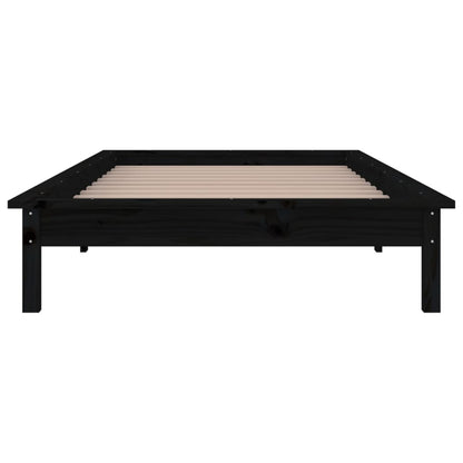 Black Solid Wood LED Bed Frame 100x200 cm - No Mattress Included