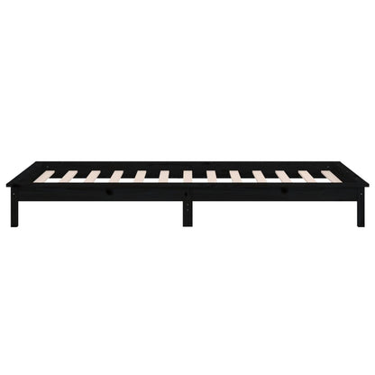 Black Solid Wood LED Bed Frame 100x200 cm - No Mattress Included