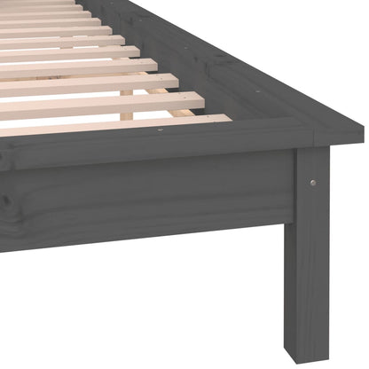 Solid Wood Grey LED Bed Frame 120x200 cm - No Mattress Included