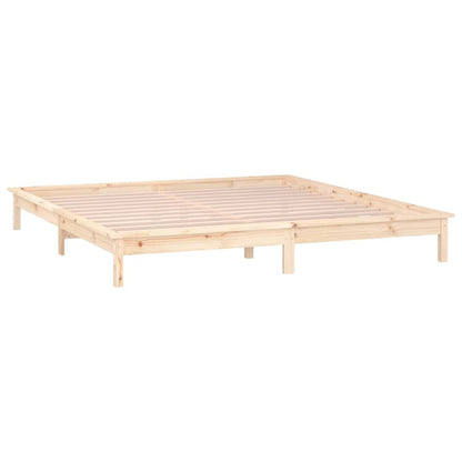 Solid Wood LED Bed Frame 200x200 cm - No Mattress Included