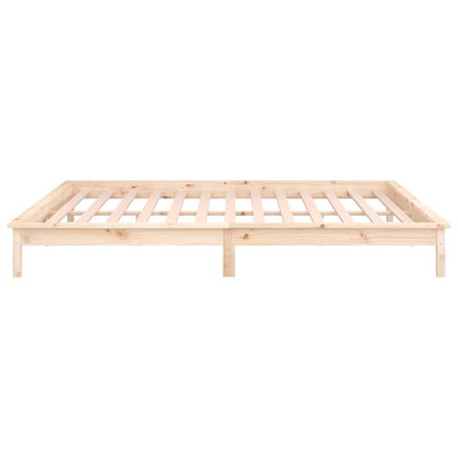 Solid Wood LED Bed Frame 200x200 cm - No Mattress Included