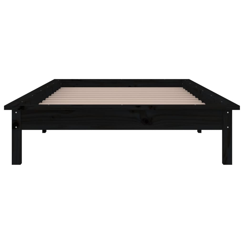 Black Solid Wood LED Bed Frame 75x190 cm - Small Single