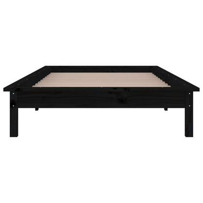 Black Solid Wood LED Bed Frame 75x190 cm - Small Single
