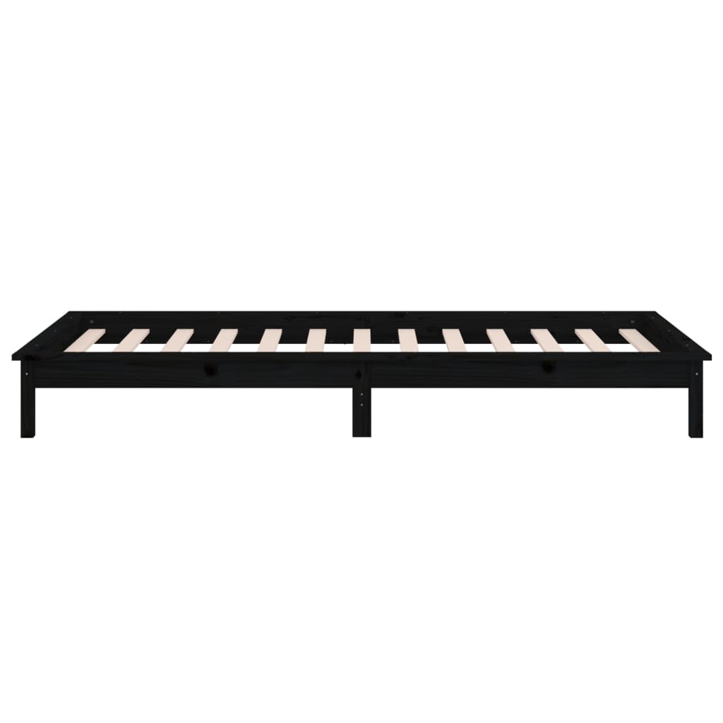 Black Solid Wood LED Bed Frame 75x190 cm - Small Single