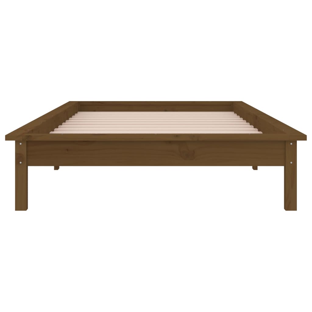 Honey Brown Solid Wood LED Bed Frame 90x190 cm Single