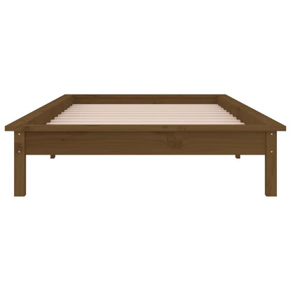 Honey Brown Solid Wood LED Bed Frame 90x190 cm Single