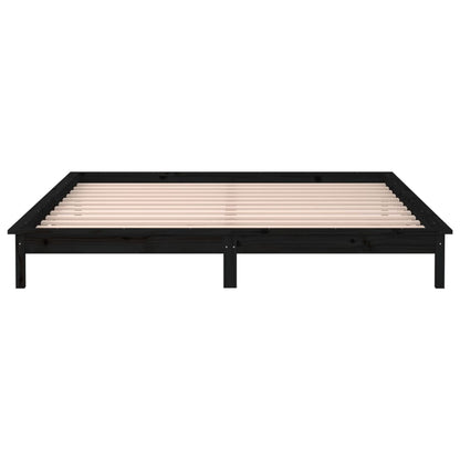 Black Solid Wood LED Bed Frame 120x190 cm - Small Double