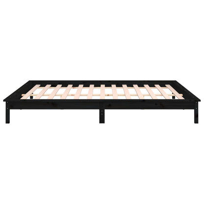 Black Solid Wood LED Bed Frame 120x190 cm - Small Double