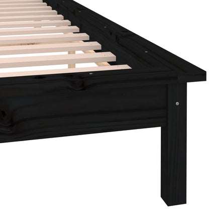 Black Solid Wood LED Bed Frame 120x190 cm - Small Double