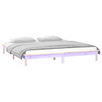 Solid Wood LED Bed Frame 140x190 cm - Mattress Not Included