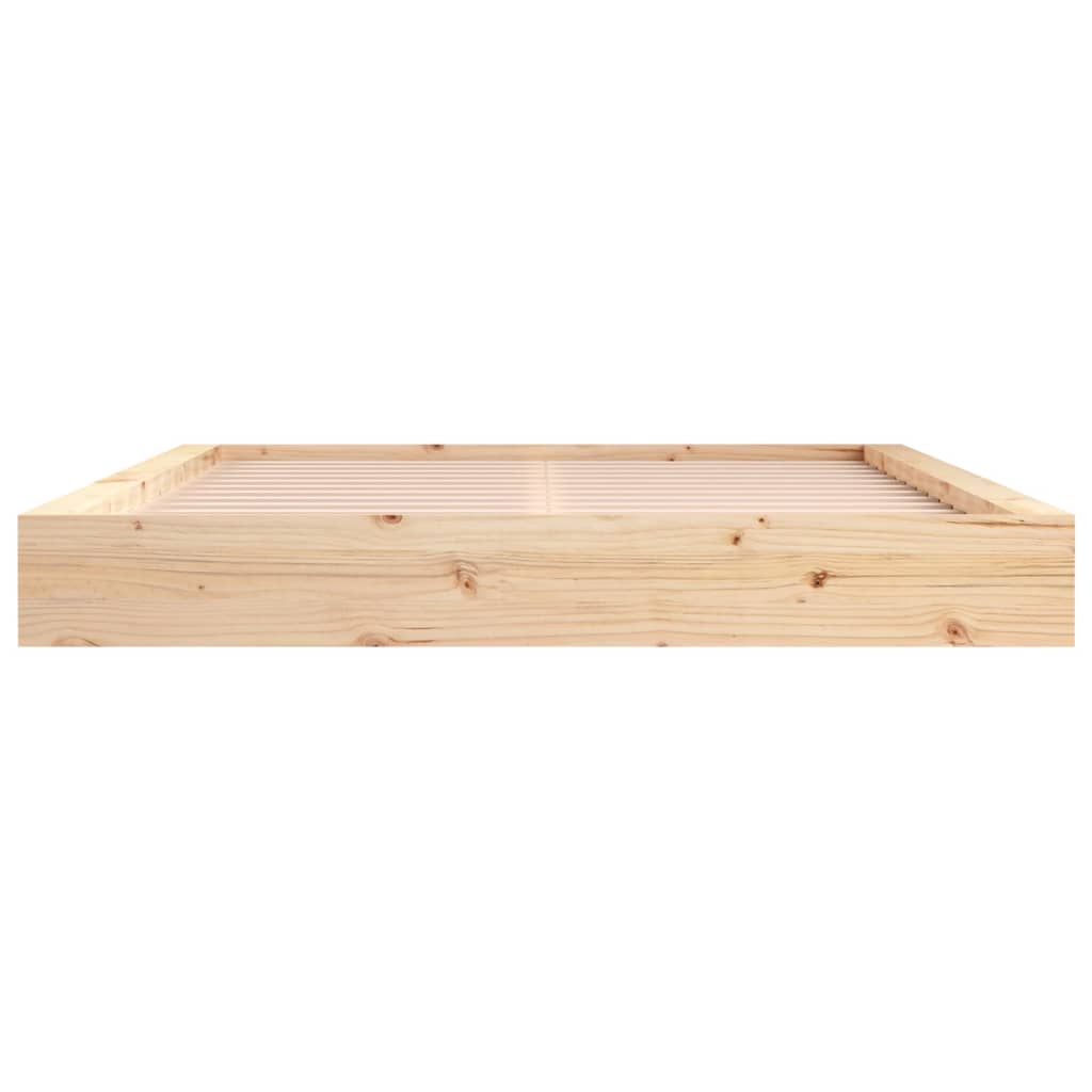 Solid Wood Bed Frame 160x200 cm - Natural Finish, No Mattress