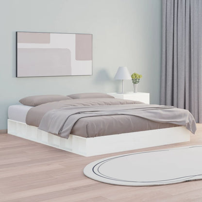 King Size Solid Wood Bed Frame 150x200 cm - White Finish