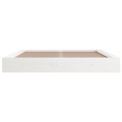 Solid Wood White Bed Frame 140x200 cm - No Mattress Included