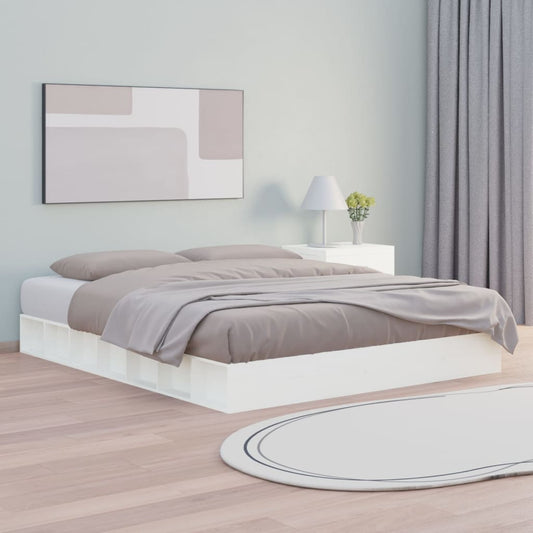 Solid Wood White Bed Frame 140x200 cm - No Mattress Included