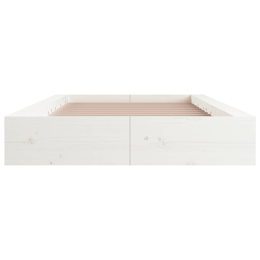 Solid Wood White Bed Frame 100x200 cm - No Mattress Included