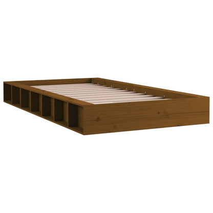 Solid Wood Bed Frame, Honey Brown, Small Single 75x190 cm